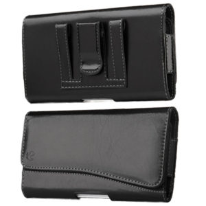 Imagen Frente y Atras de la funda cinturon resistente color negro acabado pulido para iPhone 12 Pro Max