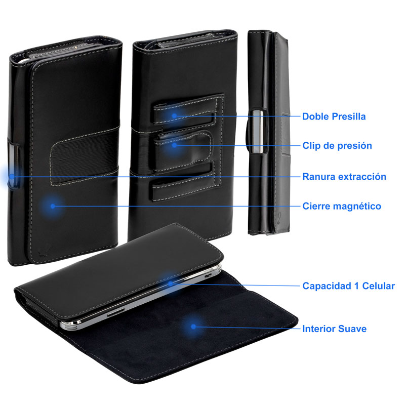 Negra XXM Funda Multiusos Universal con Varios Compartimentos para Cinturon y Mosqueton para = Huawei Mate 20 X 18.0 X 10 cm 7.2 Inches DFV mobile